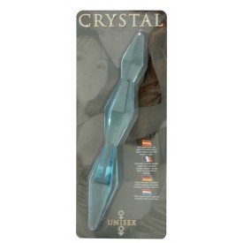 Голубой двусторонний анальный стимулятор CRYSTAL - 21 см.