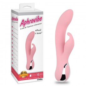 Нежно-розовый вибратор со стимулятором клитора Intimate G Rabbit - 18 см.